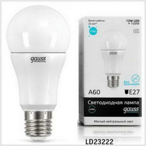 ЛАМПА GAUSS LED Elementary Globe А60 12W E-27 4100K (LD23222)