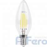 ЛАМПА FERON LED 9W 230V E14 2700K, LB-73 филамент свечка 25956